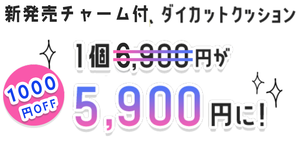 初回注文の方のみ、ダイカットクッション1個5,900円が半額の2,950円に！