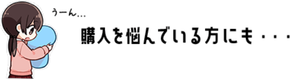 うーん...購入を悩んでいる方にも・・・